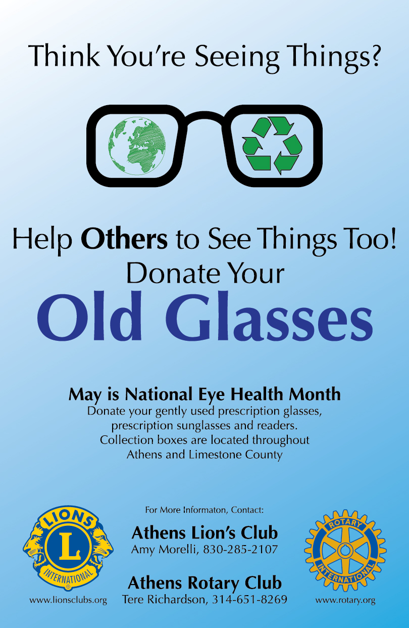 Eyeglasses Recycling Poster for Lions and Rotary Clubs